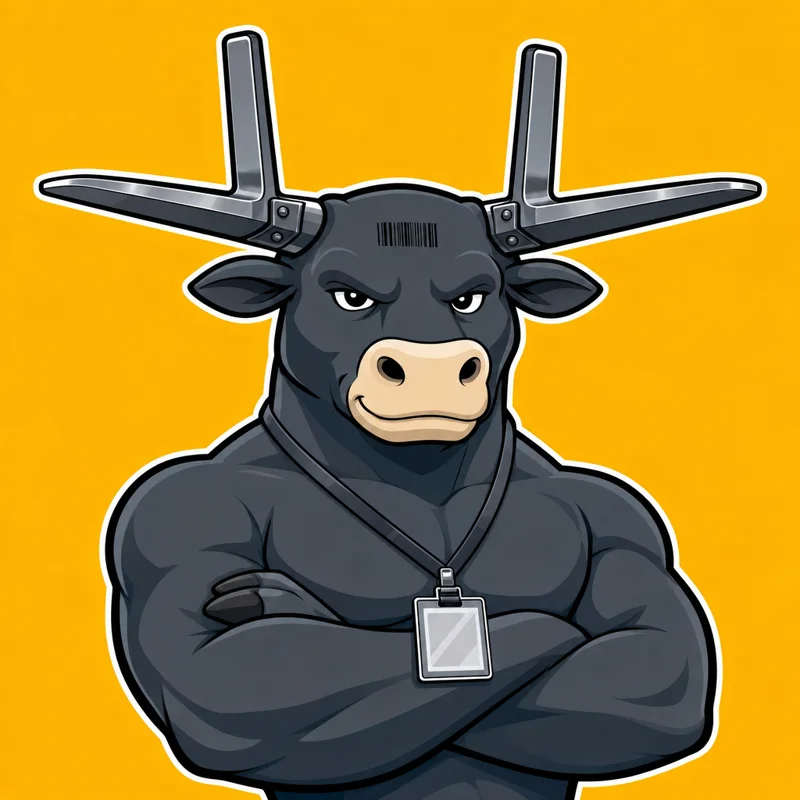 Pallet Bull — a graphite-grey bull with pallet-fork horns